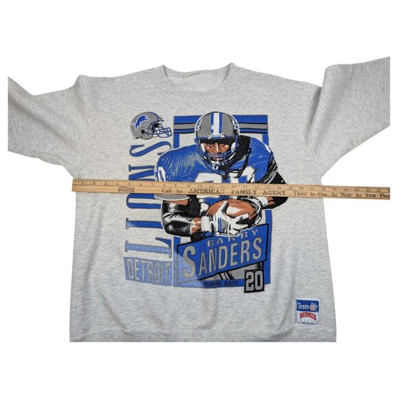 Vintage 90s Barry Sanders‎ Nutmeg Mills Detroit Lions NFL Crewneck Sweatshirt - Picture 7 of 9